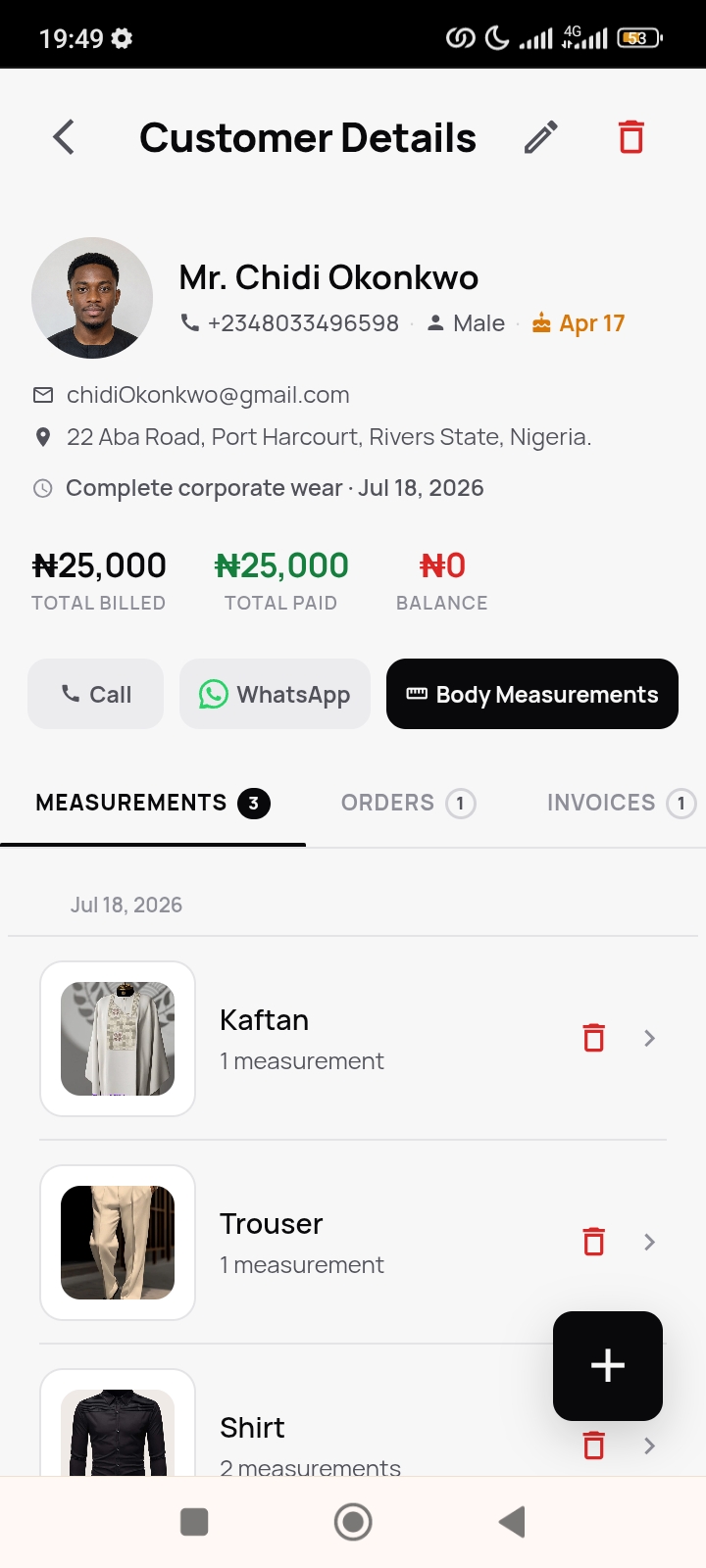 TailorPady app screen